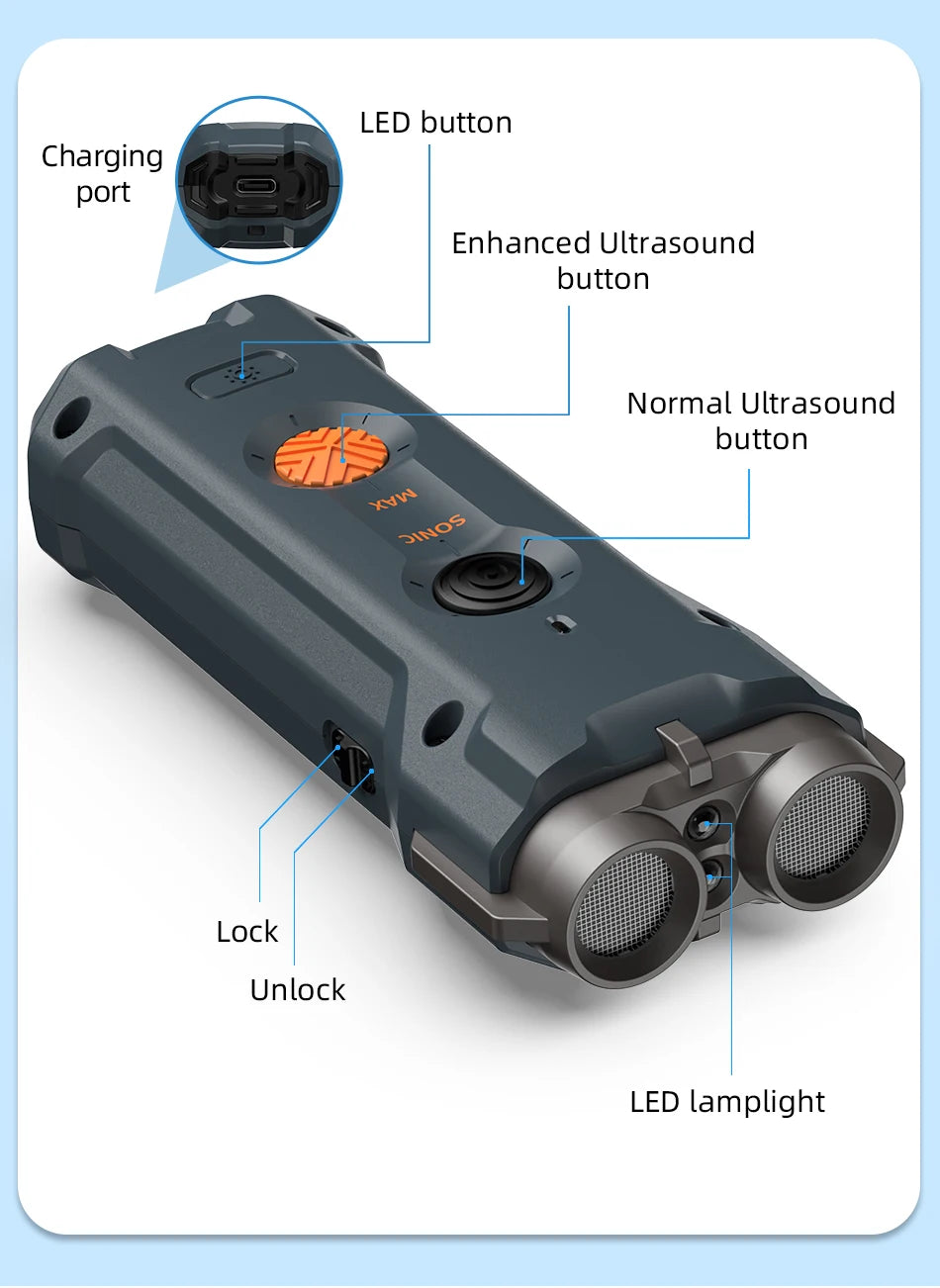 ROJECO 2-in-1 Ultrasonic Dog Repeller & Trainer – Anti-Barking Device with Flashlight