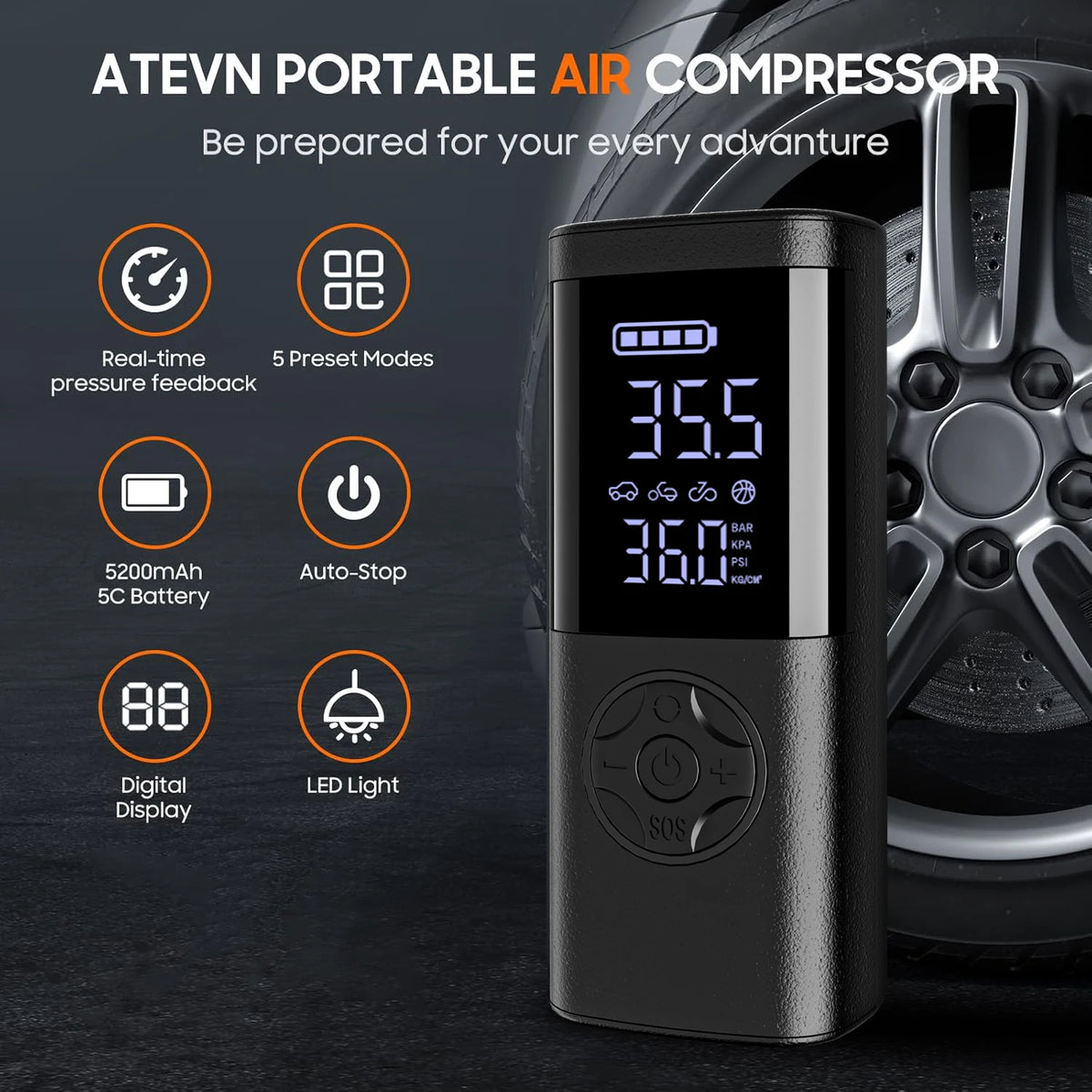 Cordless Tire Inflator with Digital Gauge, 150 PSI