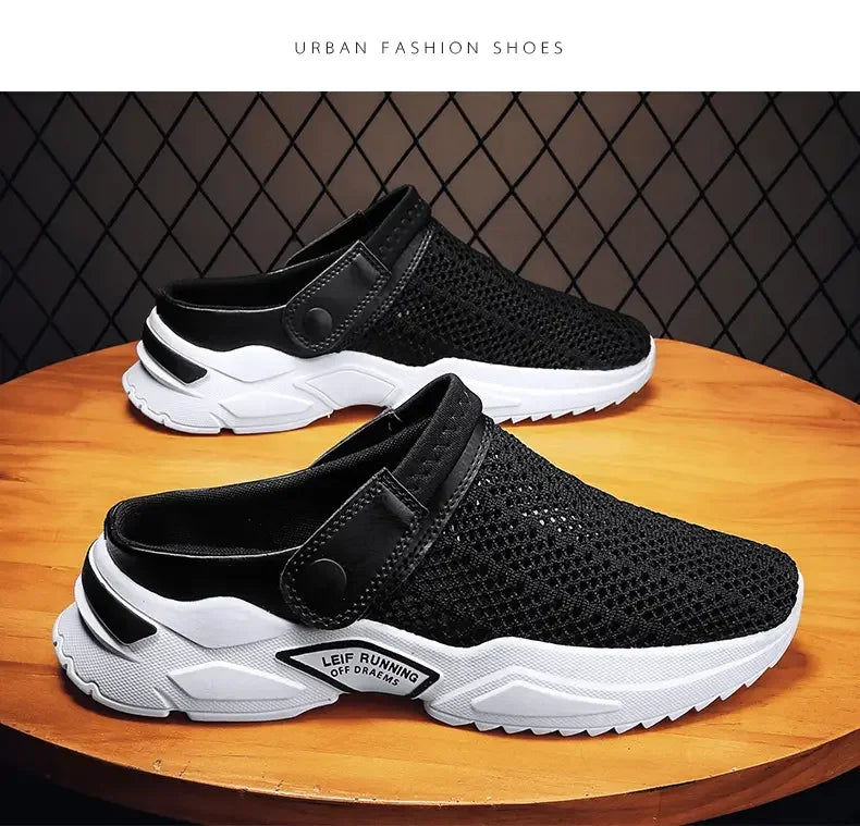 Men's Orthopedic Mesh Sandal Slippers – Hollow Out Breathable Diabetic Walking Shoes with Arch Support