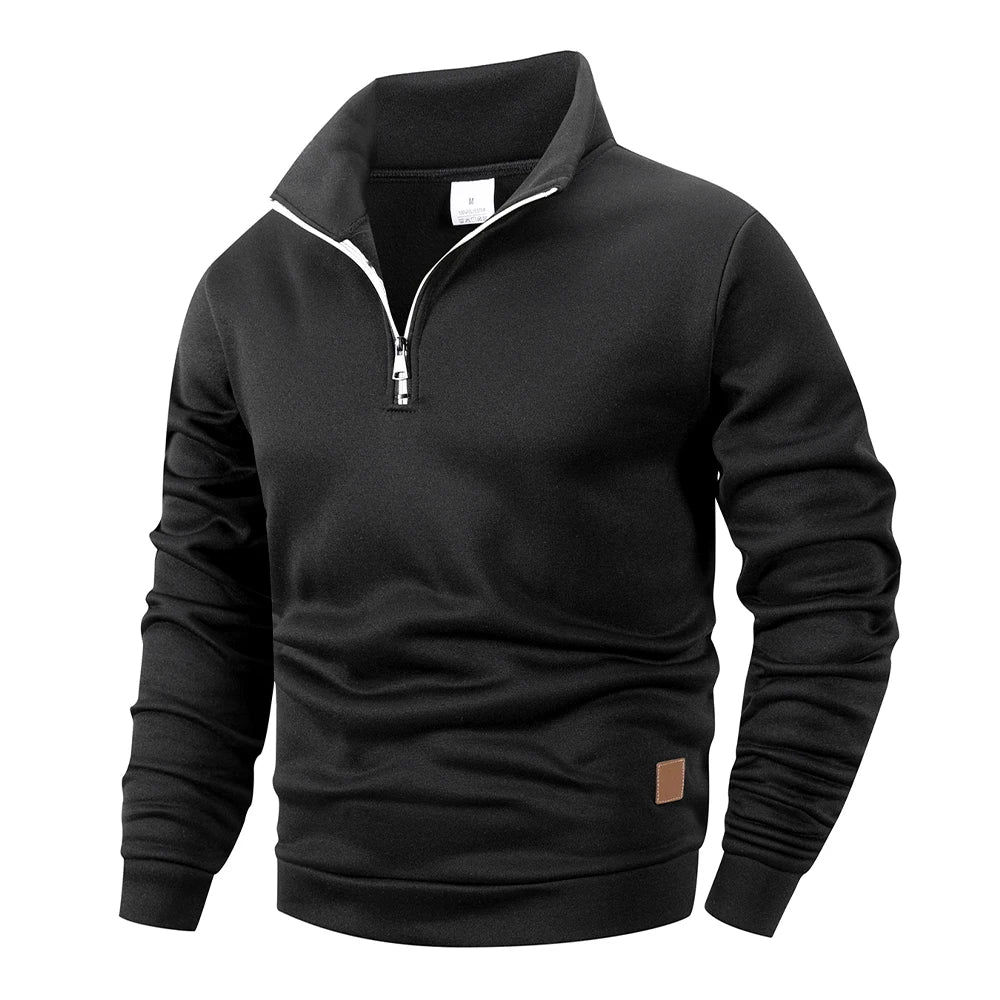 Men's Half-Zip Stand Collar Knitted Pullover — Smart Casual Knitwear