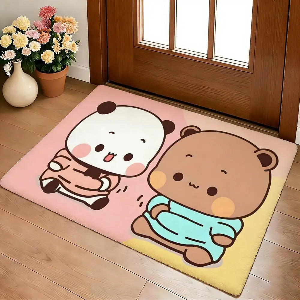 Bubu & Dudu Cute Flannel Floor Mat – Soft Non-Slip Rug for Living Room, Bedroom & Kitchen
