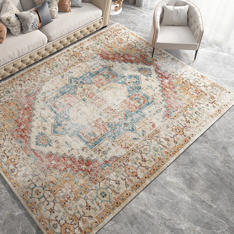 American Retro Style Large Area Rug – Anti-Slip Washable Carpet for Living Room & Bedroom