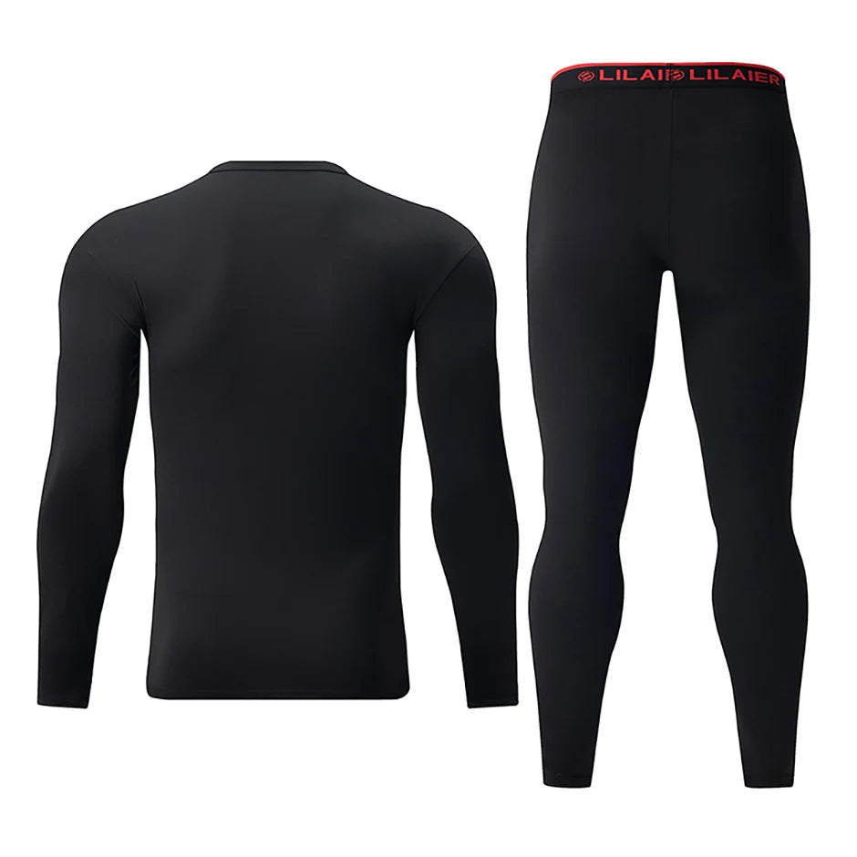Men's Printed Thermal Underwear Set – 2-Piece Round Neck Sports Suit