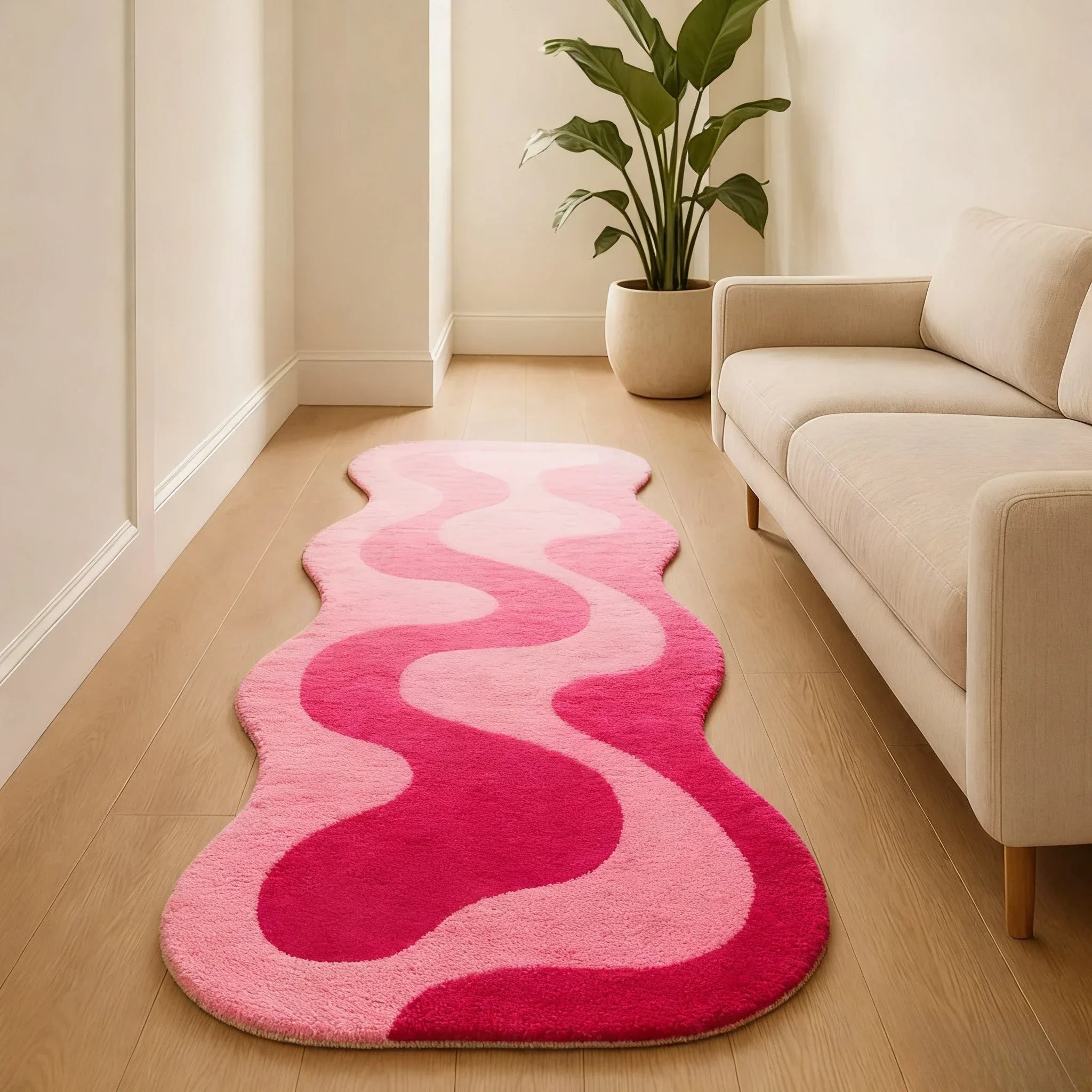 VIKAMA Gradient Wave Rug | Warmth-Retaining, Non-Slip, Fade-Resistant, Bedroom Bedside & Living Room Mat