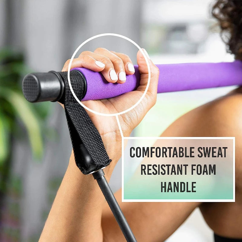 Pilates Stick – Multi-Functional Fitness & Yoga Equipment, Elastic Exercise Bar with Hip Pulling Rope for Home Training