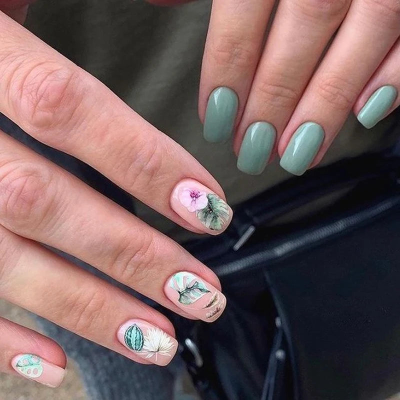 3D Summer Tropical Nail Art Sticker Decals — Palms, Butterflies & Flowers