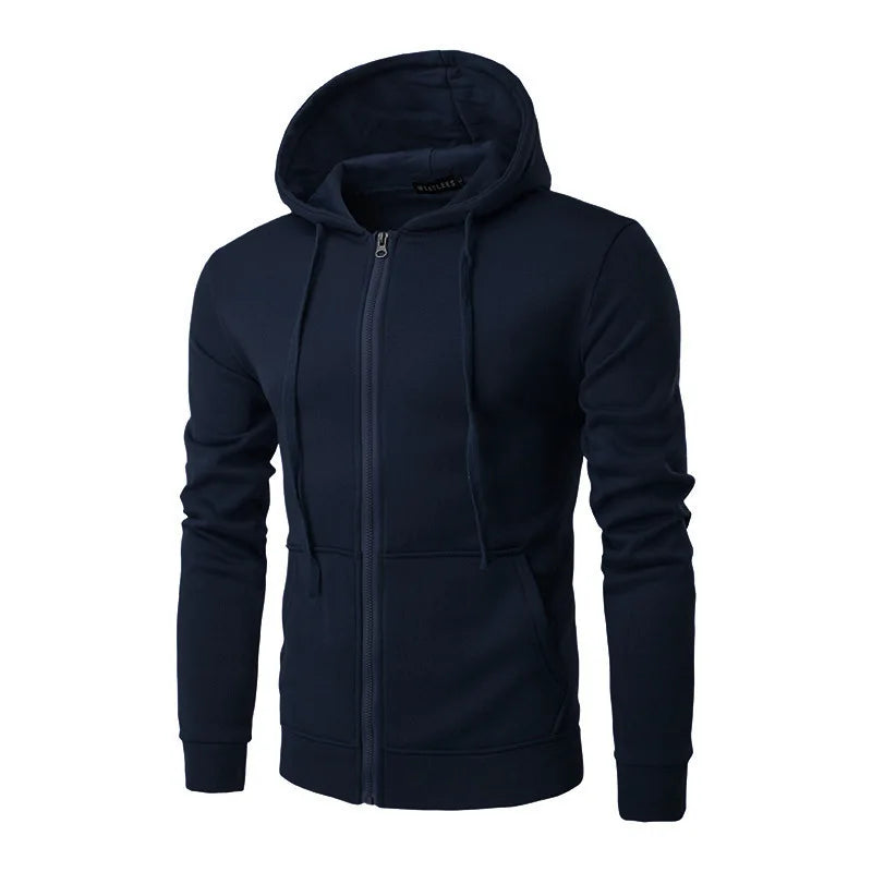 Men's Zip Hoodie Slim Fit Sweatshirt — Fitted Casual Zip-Up Hoodie
