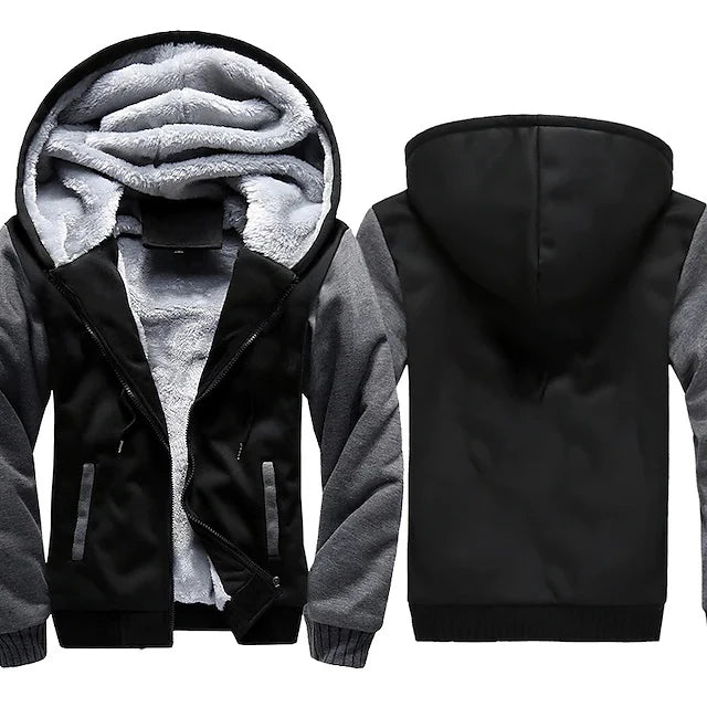 Men's Camouflage Fleece Hooded Zip Jacket – Thick Streetwear Coat for Autumn & Winter