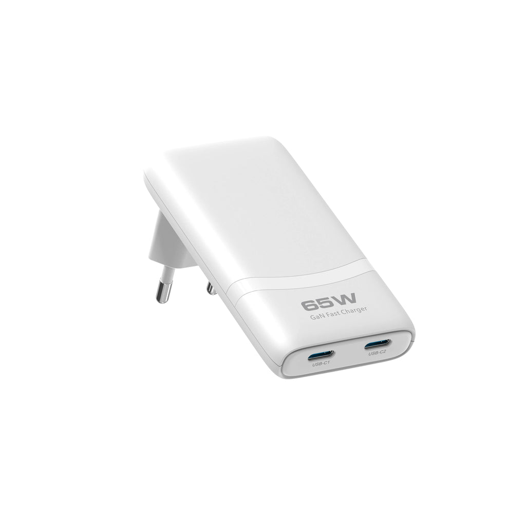 65W Flat GaN USB-C Charger — Ultra-Slim Fast Charging Adapter for Laptop, Phone & Tablet