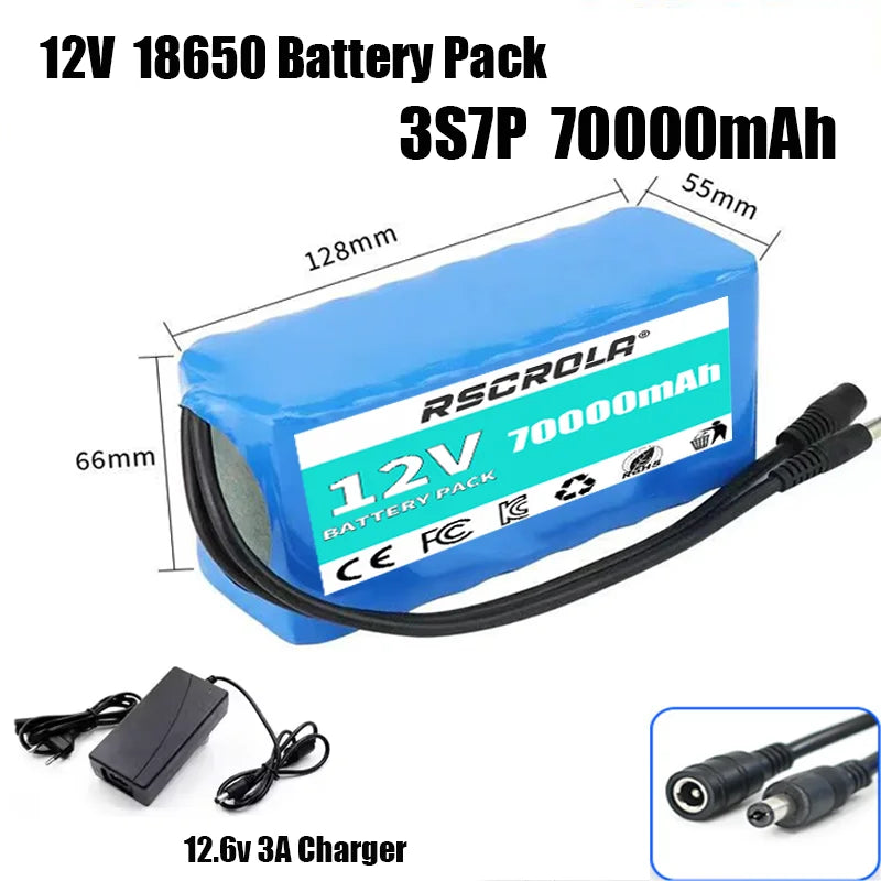 Rechargeable 12V 18650 Lithium Battery Pack with BMS – For Solar, LED Light, RC Model & Power Supply with Charger