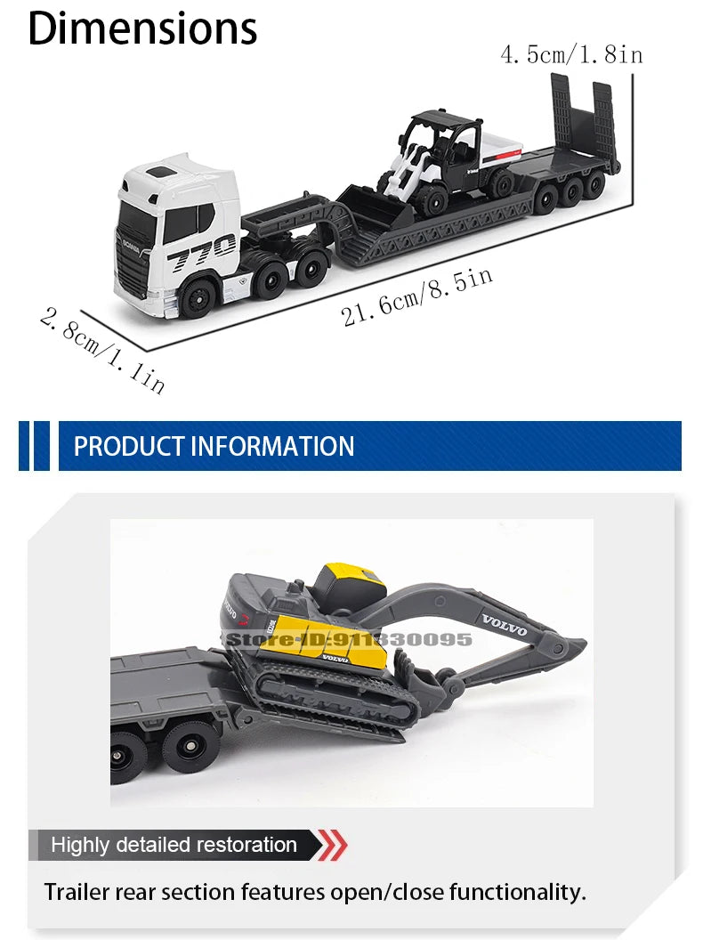 1:64 Die-Cast Semi Truck & Excavator Model – Maisto Precision Collection