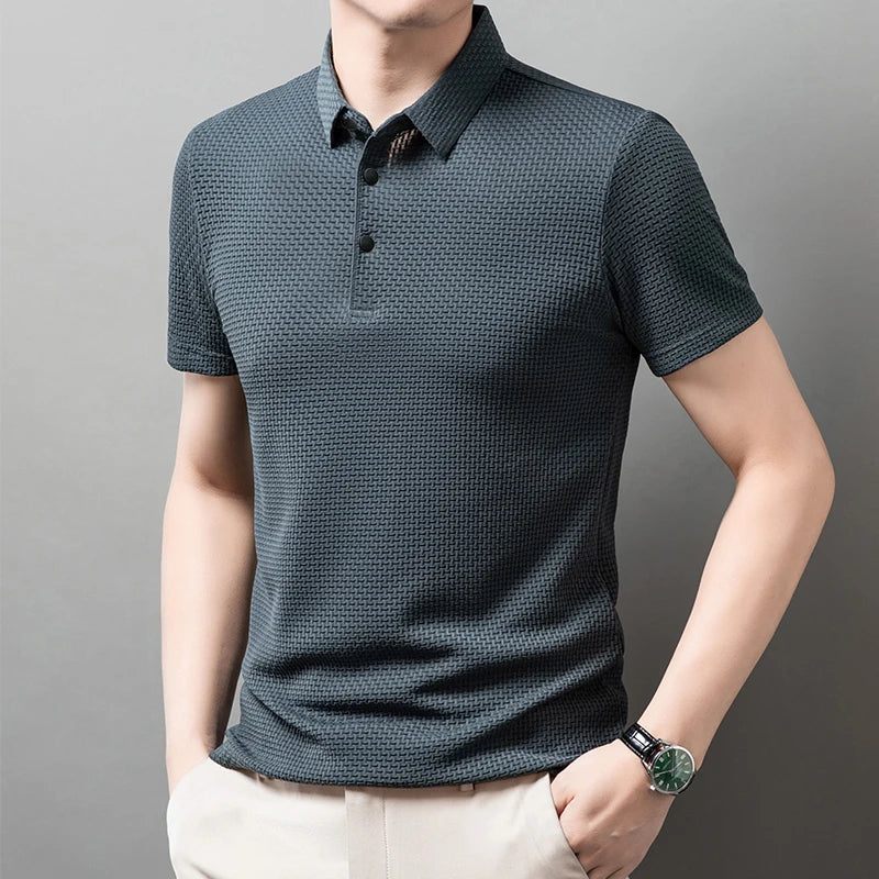 Men's Bone Flower Print Polo Shirt — Graphic Short Sleeve Casual Polo