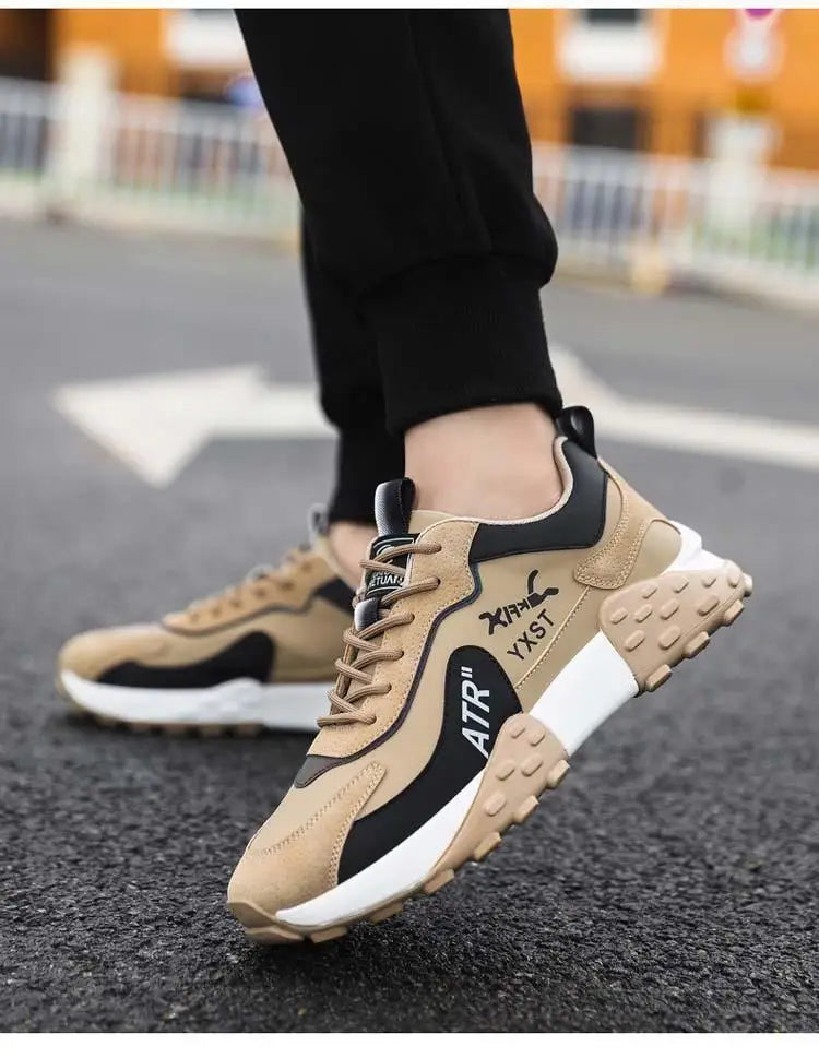Men's Breathable Faux Leather Lace-Up Sneakers