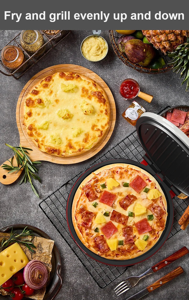 Multifunction Electric Pizza Griddle & Crepe Maker – Double-Sided Heating, Non-Stick Pancake, Steak & Grill Skillet, EU Plug
