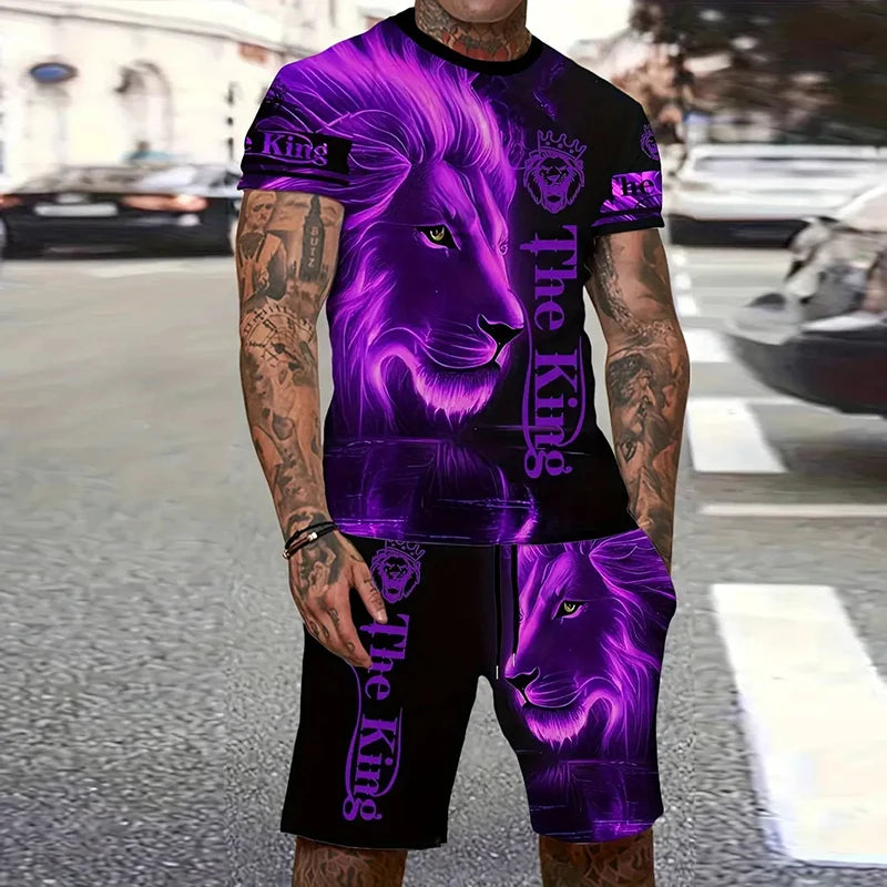 Men's 3D Tiger Print O-Neck Short Sleeve T-Shirt & Shorts Set – Cool Personalized Streetwear