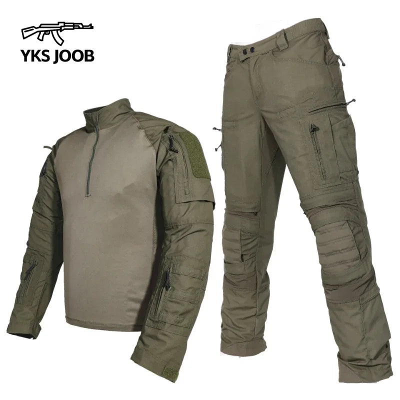 Men's Tactical Frog Suit Uniform Shirt & Cargo Pants 2-Piece Outdoor Set