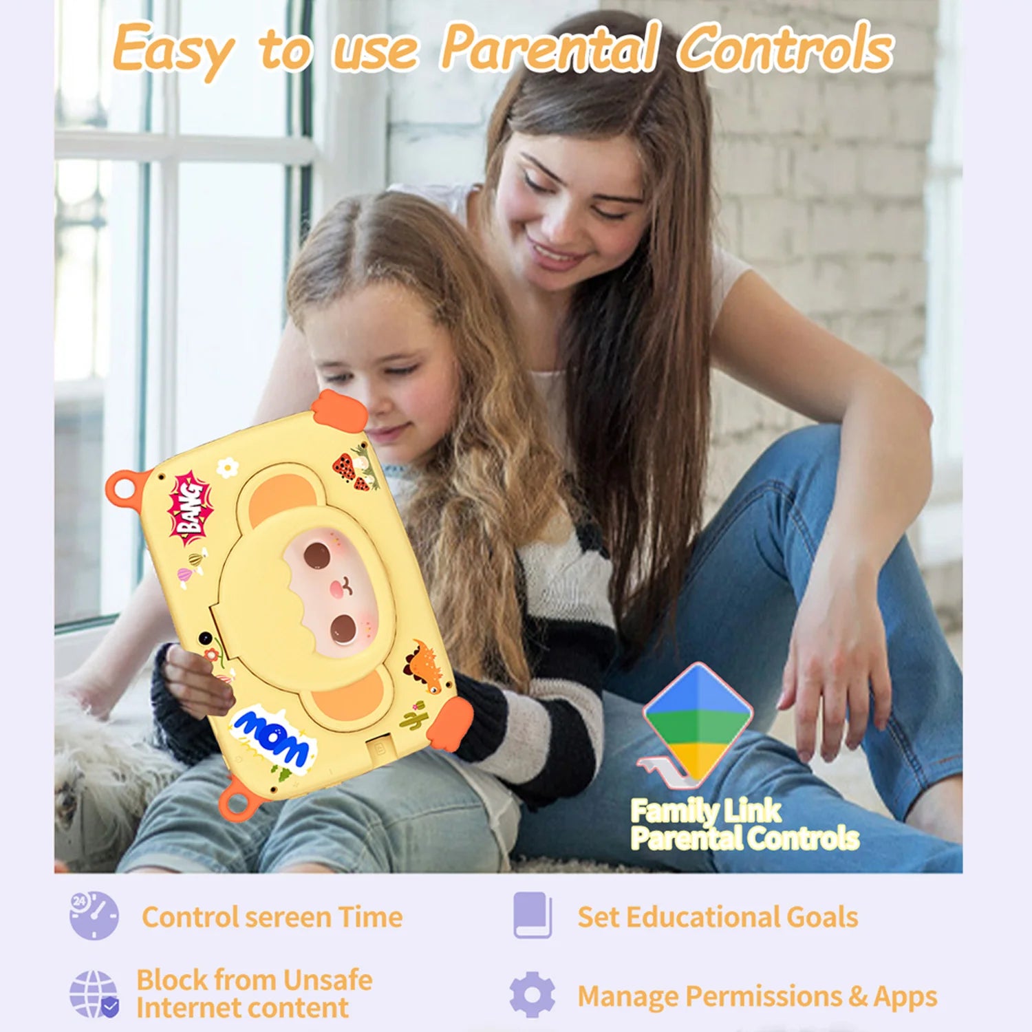 BDF 7" Kids Tablet – 4GB RAM, 64GB, Android 13, 5G Wi-Fi, 1280x800 IPS