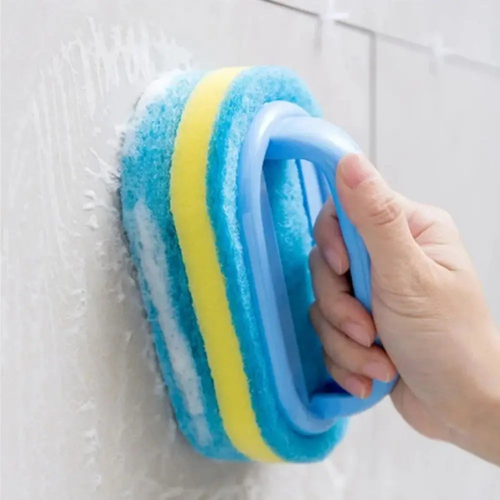 Multi-Functional Cleaning Sponge with Handle — Kitchen & Bathroom Scrubber