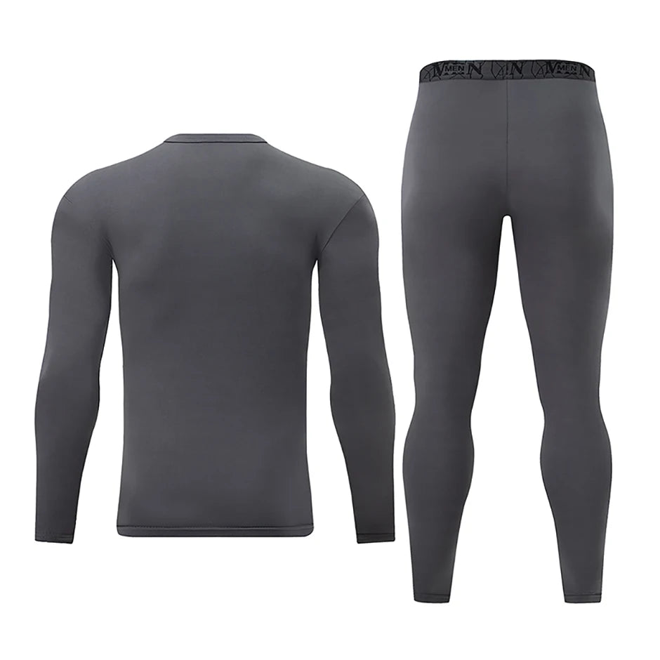 Men's Printed Thermal Underwear Set – 2-Piece Round Neck Sports Suit