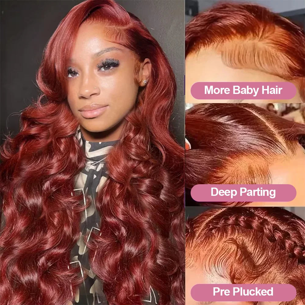 Reddish Brown Body Wave Glueless Wig | 250% Density 7x5 13x4 13x6 HD Lace Pre-Cut Wear & Go Human Hair