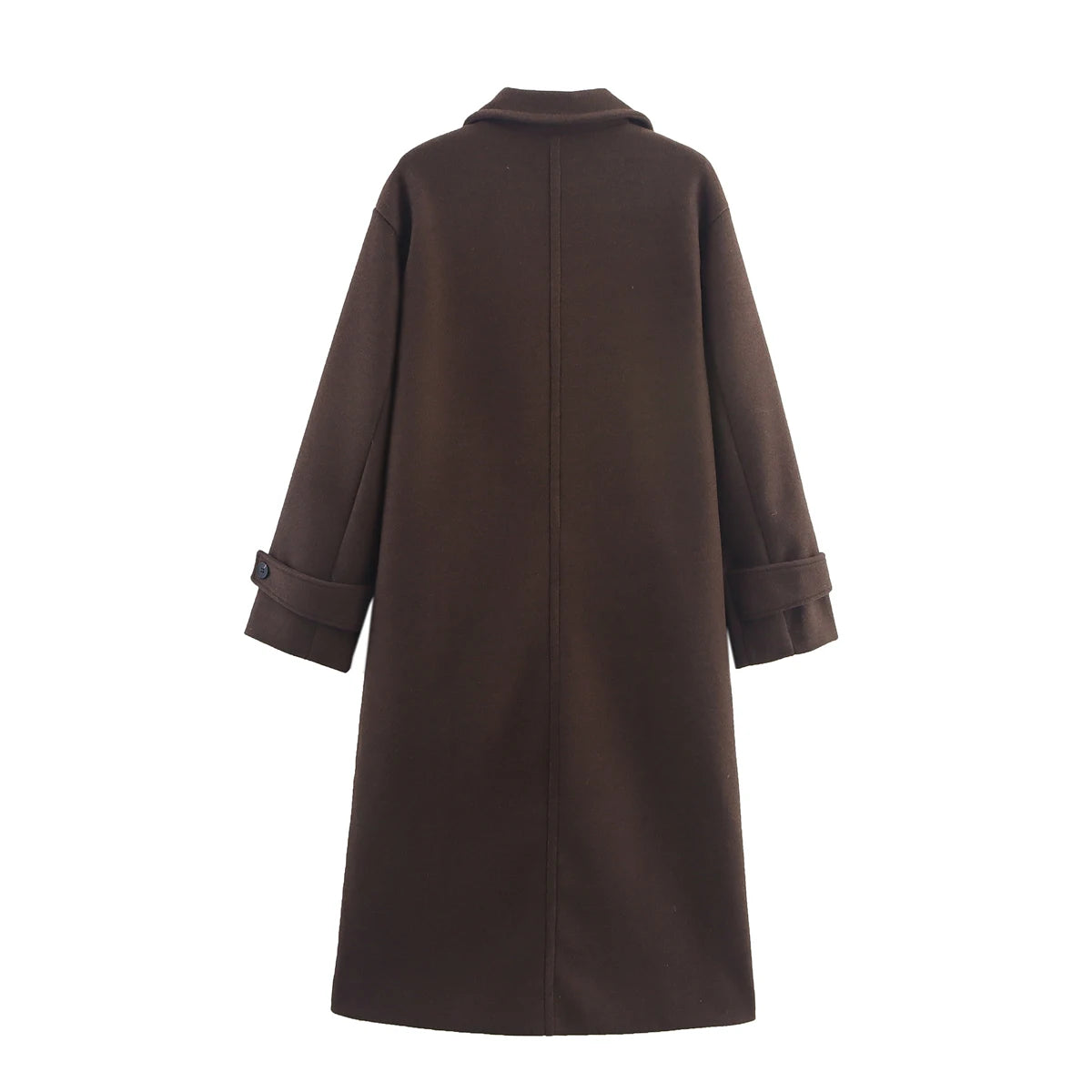 Women's Double-Breasted Woolen Coat – Elegant Long Notch Collar Autumn Winter Coat