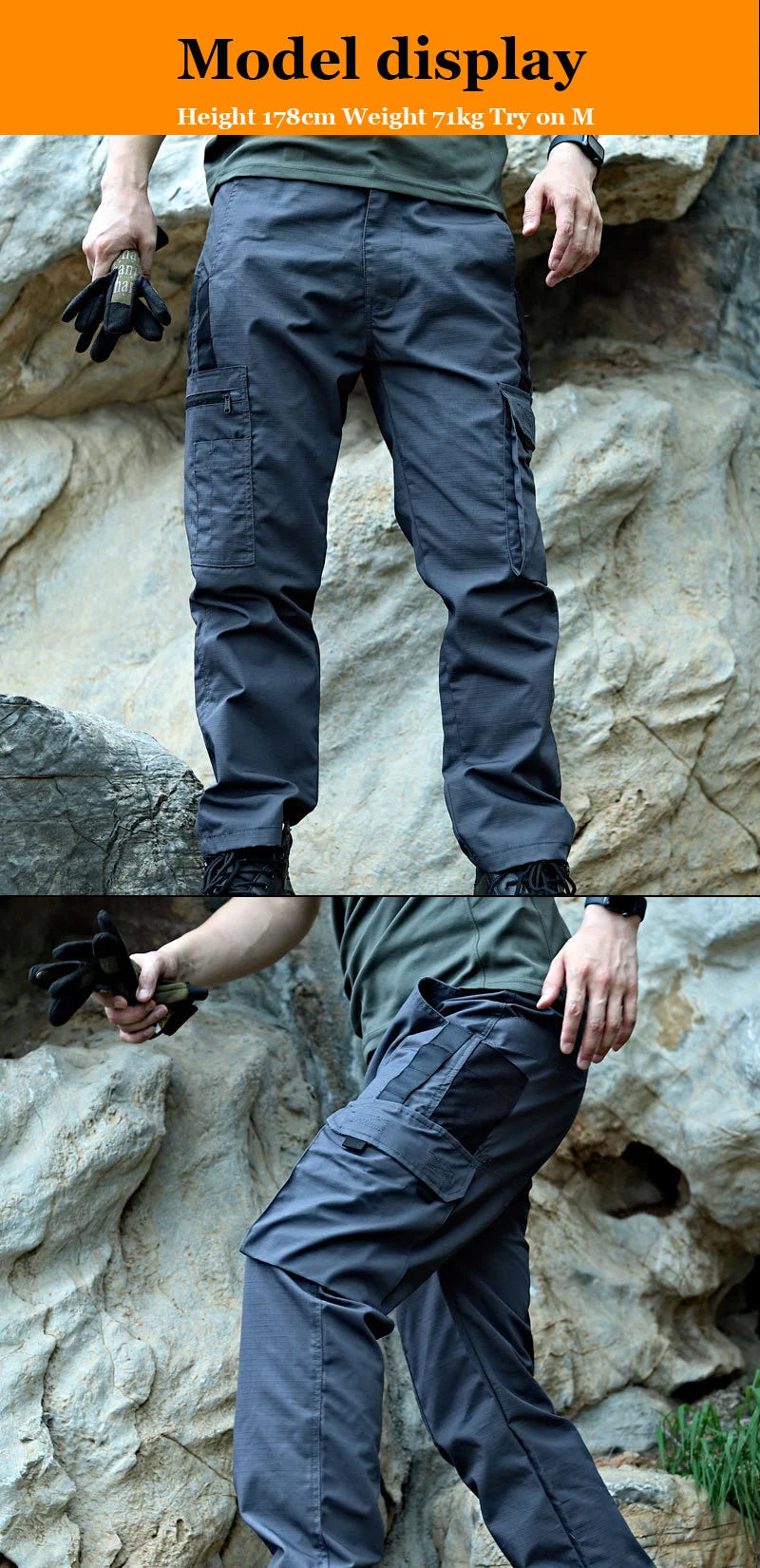 Men's Tactical Multi-Pocket Waterproof Cargo Pants — Outdoor Work & Hiking Trousers