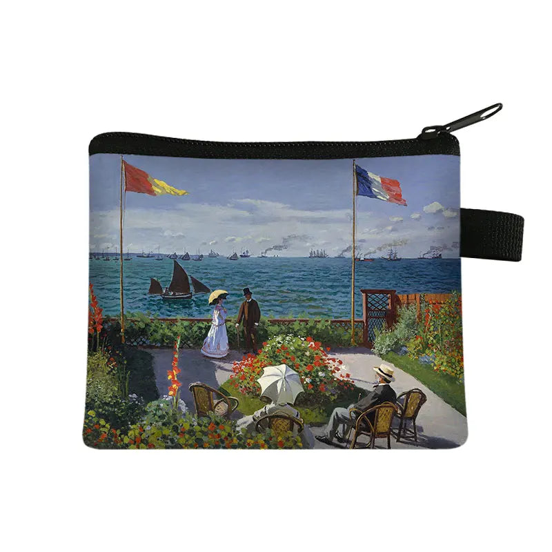 Vintage Oil Painting Floral Coin Purse Mini Clutch Wallet – Bohemian Nylon Organizer Wallet for Women
