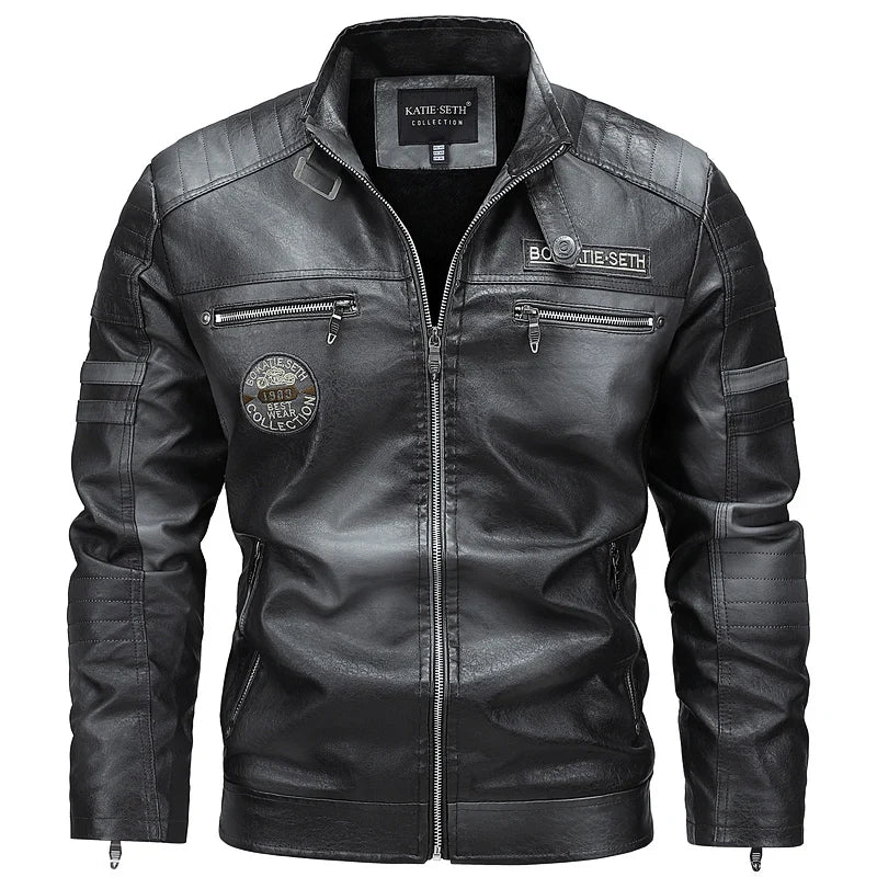 Men's Faux Leather Jacket – Slim Fit Casual Layer