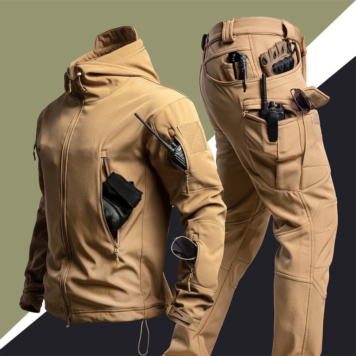 Men's Tactical Fleece Set – Waterproof Soft Shell Jacket & Pants