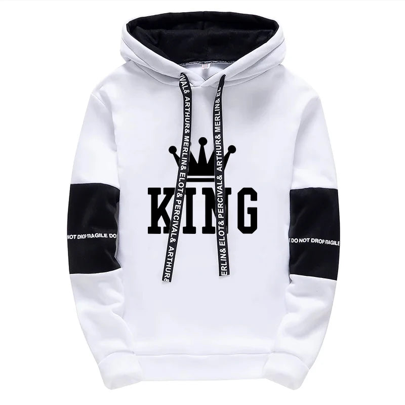 Men's King Print Hoodie & Sweatpants Streetwear Tracksuit – Casual Outdoor Sport Set