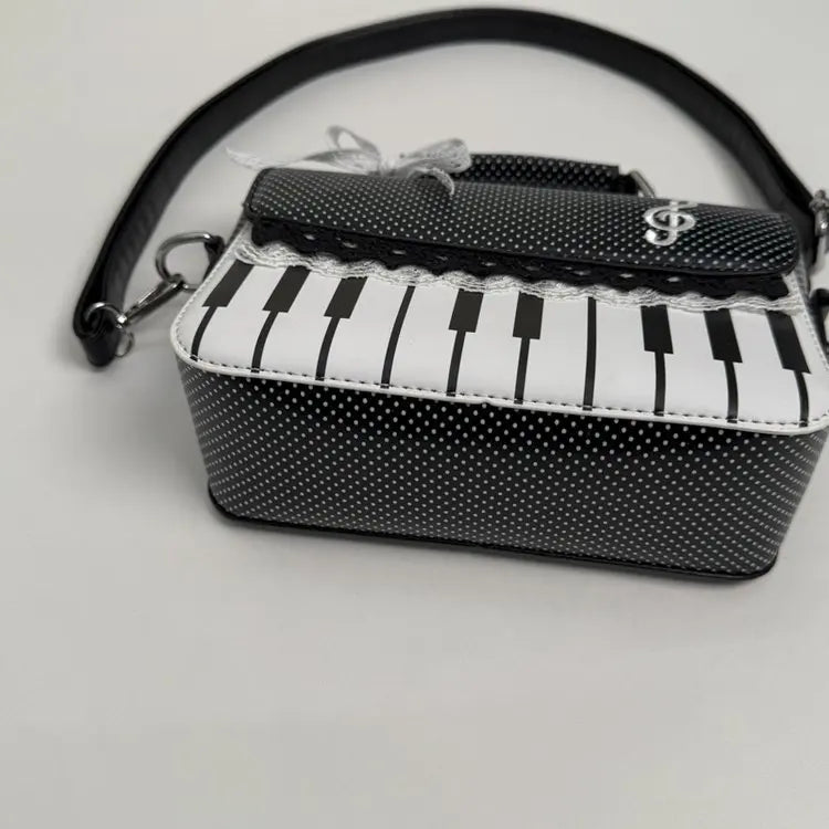 miyagawa Lace Piano Notes Polka Dot Crossbody Satchel – Sweet Color-Block Shoulder Bag for Women