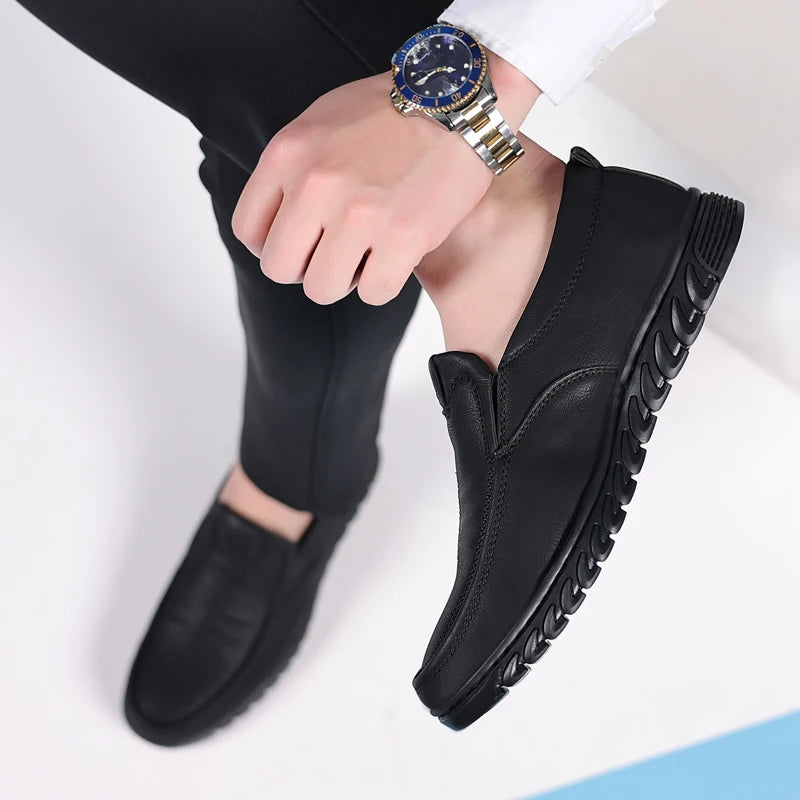 Men's Split Leather Slip-On Loafers