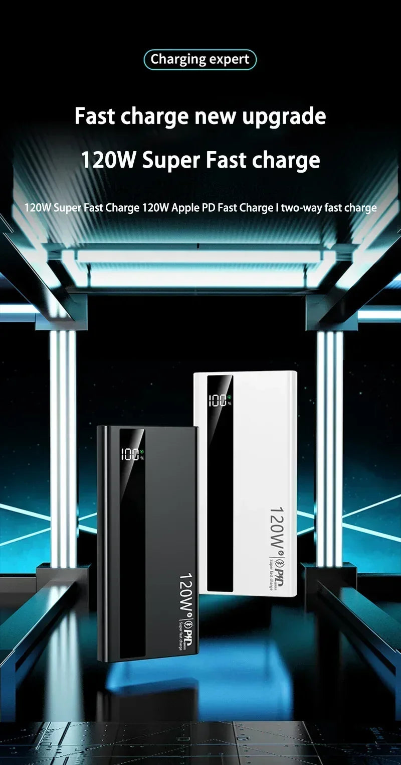 500000mAh Power Bank – 120W Fast Charging Large Capacity PD 20W Portable Charger for All Phones