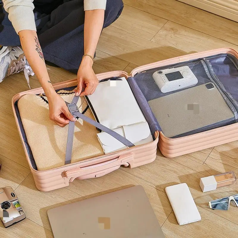 18-Inch Carry-On Luggage – Cute ABS Hardside Suitcase with Password Lock & Silent Spinner Wheels