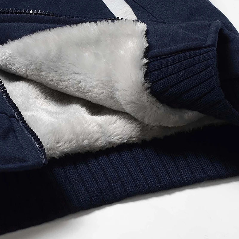 Men's Camouflage Fleece Hooded Zip Jacket – Thick Streetwear Coat for Autumn & Winter
