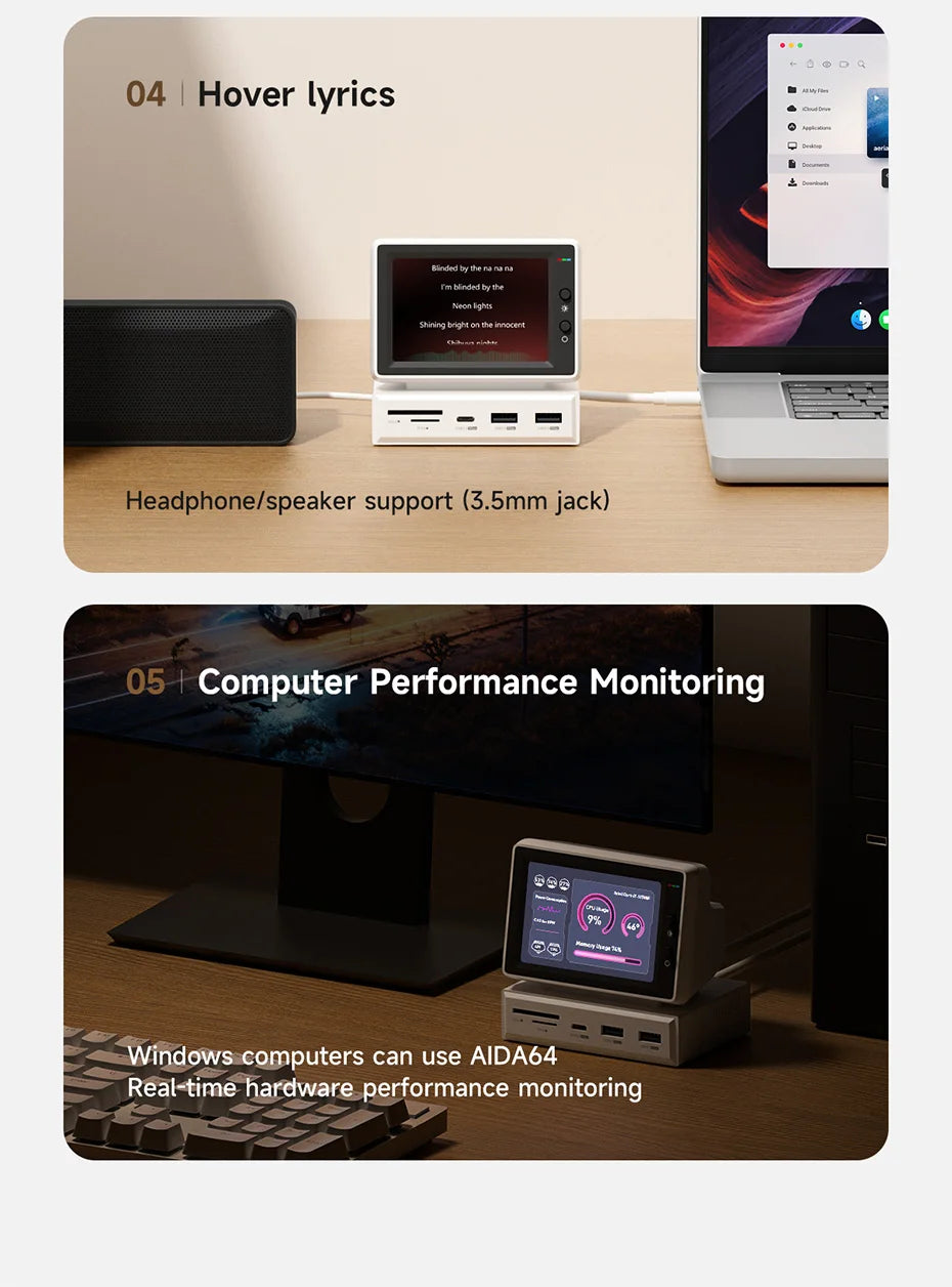 Hagibis 3.5-Inch IPS Mini Display & USB-C Hub