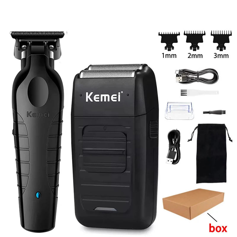 Kemei KM-2299 & KM-1102 USB Rechargeable Hair Clipper Kit – Rotary Motor, 180-Min Runtime