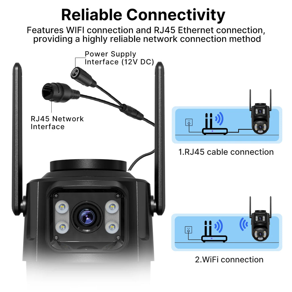 8MP Dual Lens WiFi PTZ Outdoor Security Camera – AI Auto Tracking, Color Night Vision, 2-Way Audio