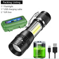 USB Rechargeable Mini Zoomable Flashlight – COB+XPE 3-Mode Camping & Emergency Torch