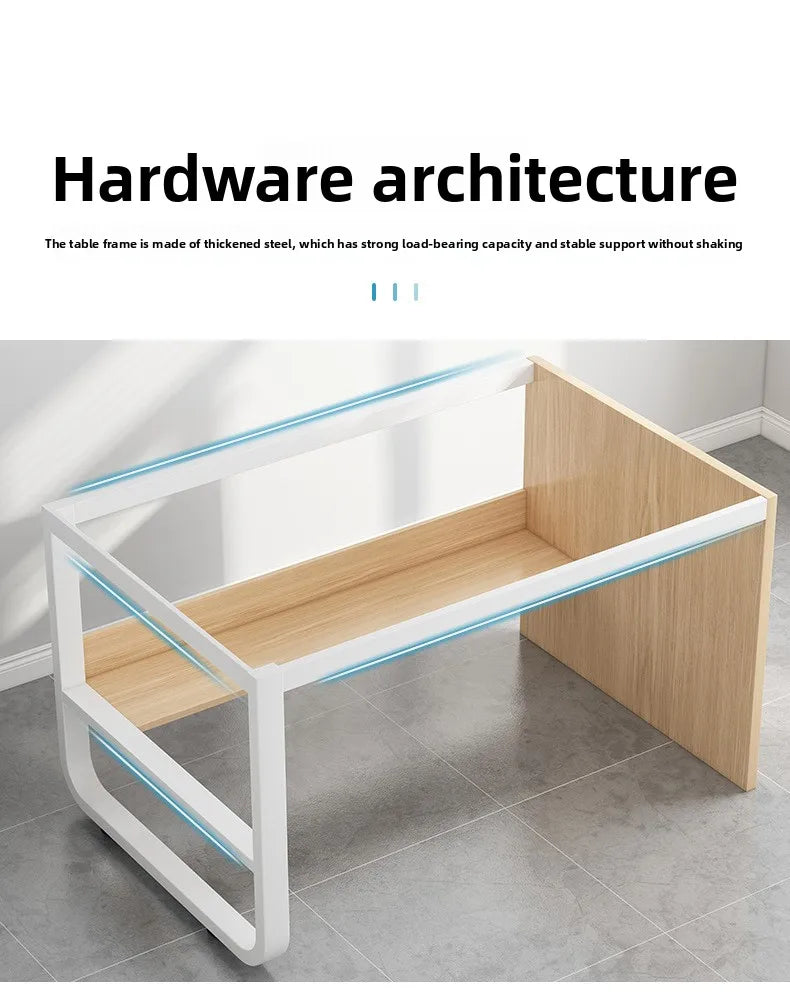 Modern Desk with Integrated Bookshelf — Student Writing Desk, Home Computer Desk & Bedroom Study Table