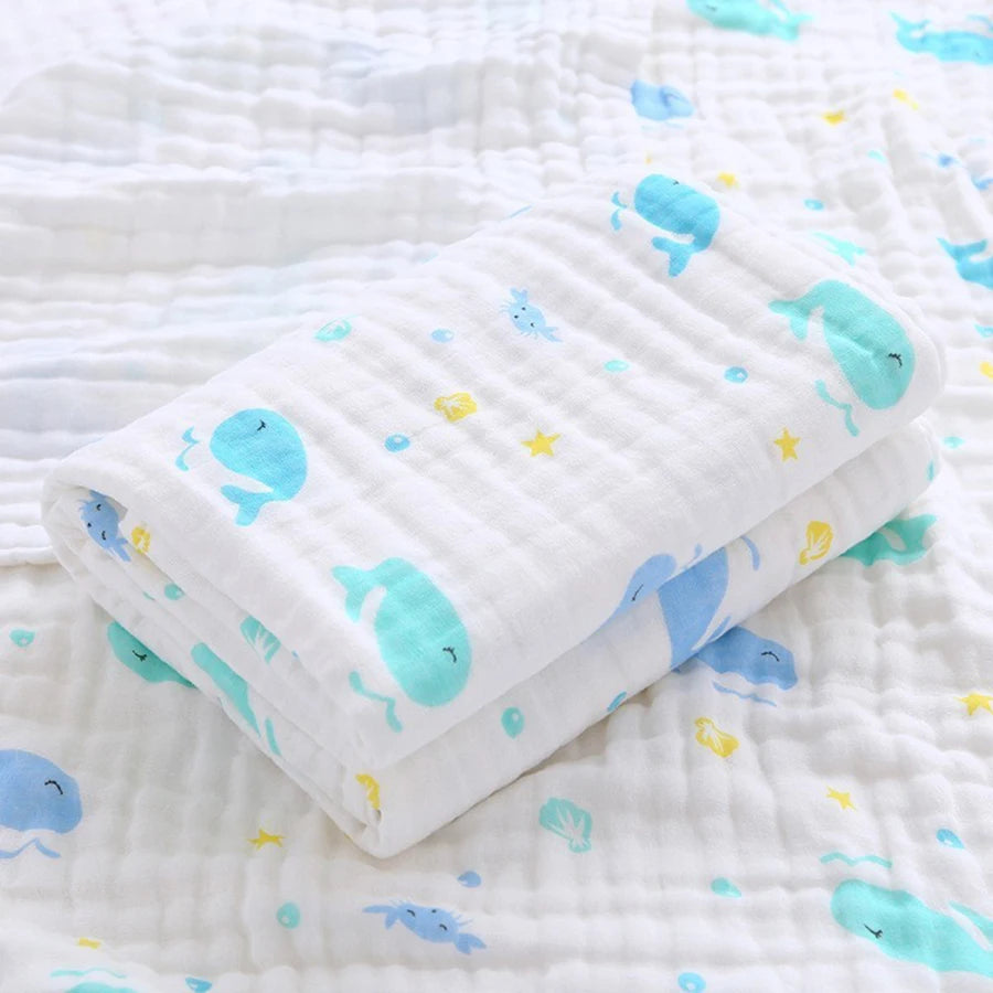 4-Layer Gauze Baby Bath Towel – Soft Cotton Infant Washcloth, Newborn Bathrobe & Swaddle Blanket