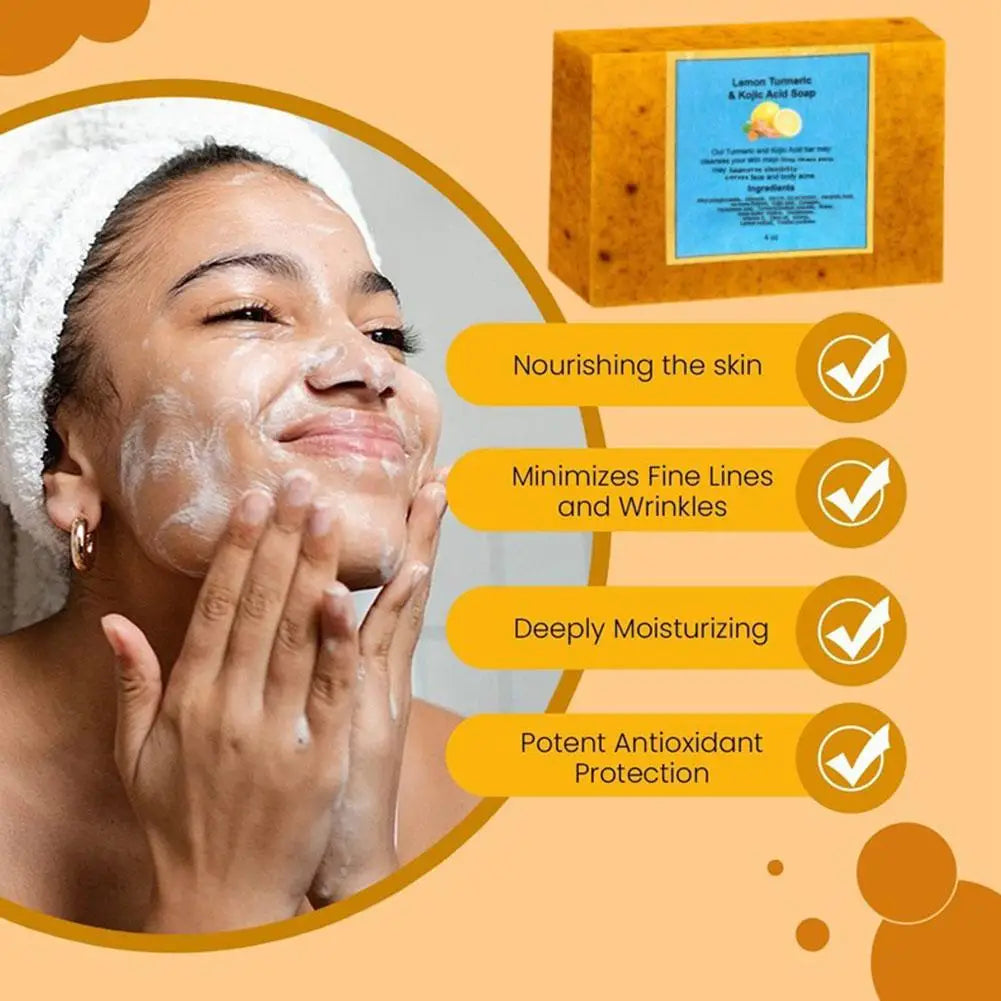 Turmeric Lemon Kojic Acid Soap Bar – Brightening, Dark Spot & Acne Facial & Body Soap