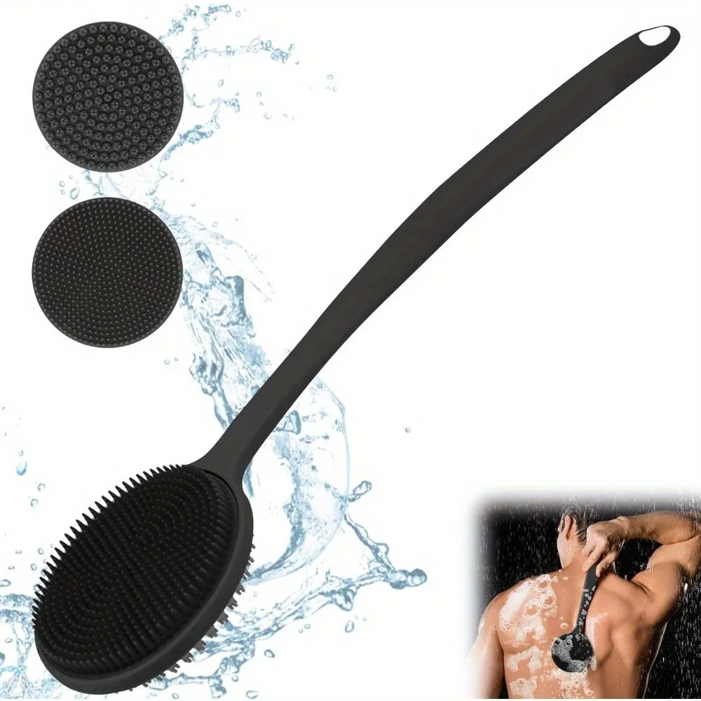 Silicone Back Scrubber Brush – Long Handle Double-Sided Body Deep Cleansing & Exfoliating Massage