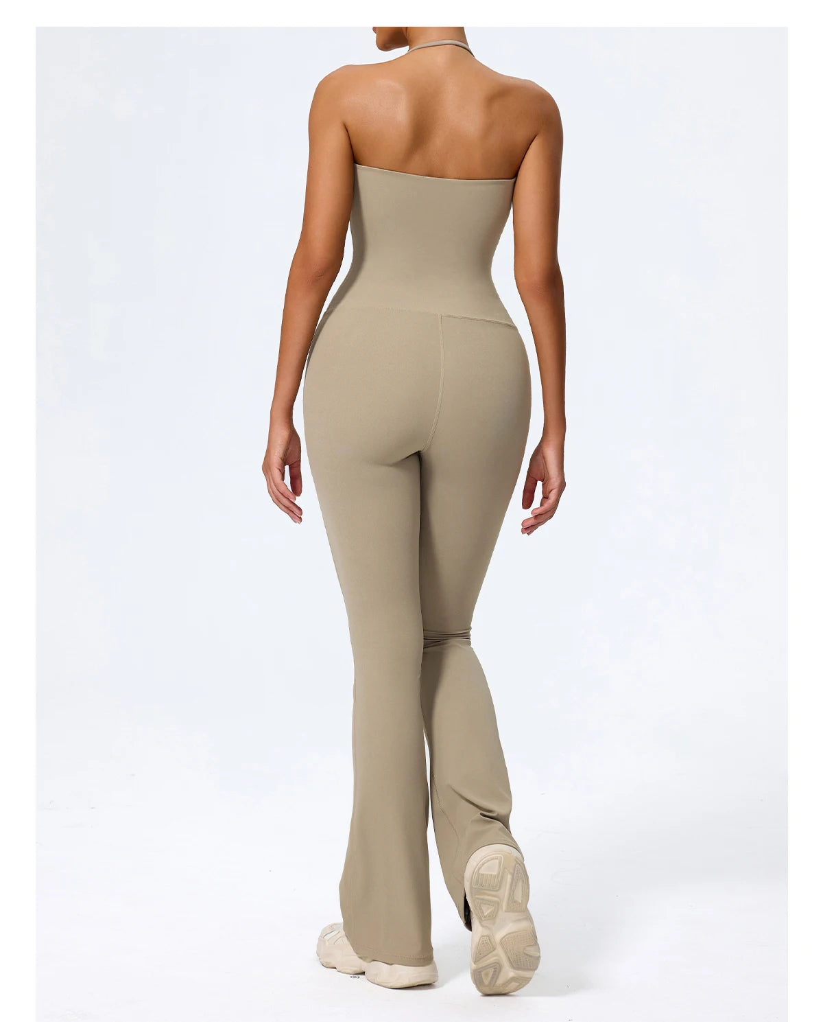 Women's Sleeveless Yoga Jumpsuit – Gym Flared Overalls Neck-Hanging Backless Sportswear