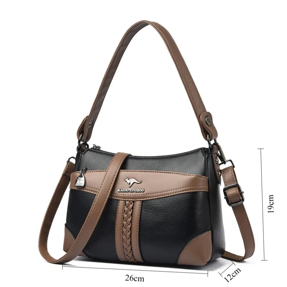 Luxury Genuine Leather Flap Shoulder Bag – Sequin Crossbody Handbag for Women