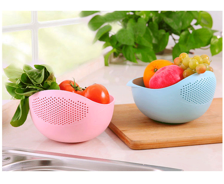 Rinse Rice, Veggies & More — Multi-Purpose Rice Drainage Basket | Oval Colander Sieve, Fine Holes, Eco-Friendly Plastic