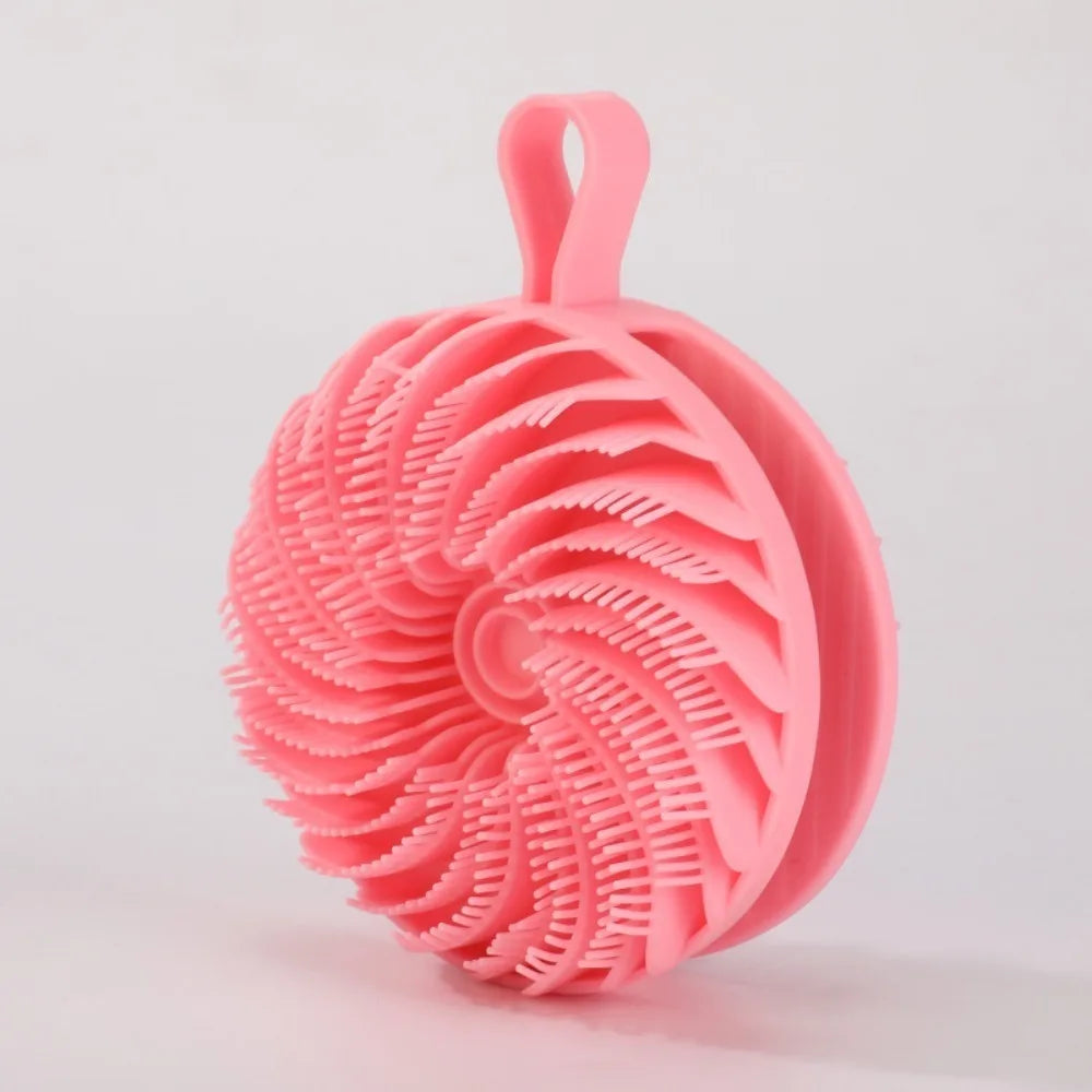 Double-Sided Silicone Shower Brush – Soft Bristle Body Massage & Exfoliating Bath Mud Remover