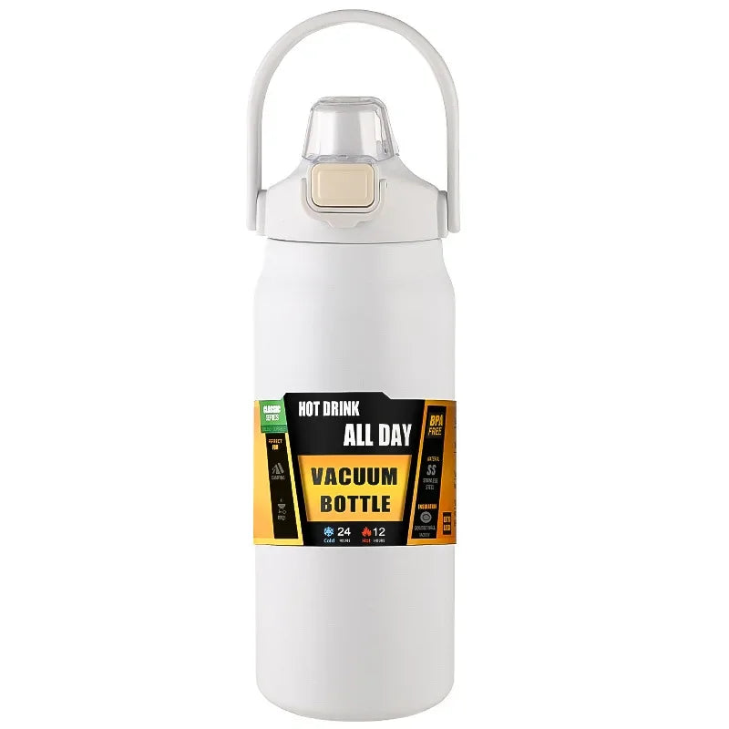 Insulated Stainless Steel Water Bottle with Pop-Up Straw – Double-Wall Vacuum, 24Hr Cold/8Hr Hot, 800ml–1500ml, 9 Colors
