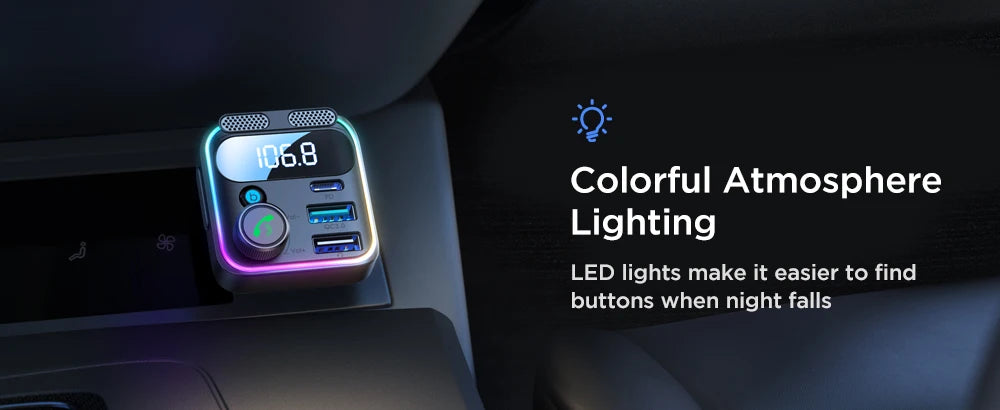 JOYROOM Bluetooth 5.3 FM Transmitter Car Charger — 48W