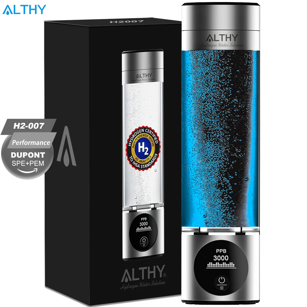 ALTHY Performance Hydrogen Water Generator — DuPont SPE+PEM Dual Chamber, PPB Display & H2 Inhalation